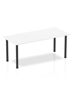Dynamic Impulse 1800mm Straight Writing Desk Table White Top Black Post Leg BF00382