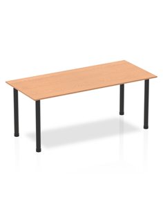 Dynamic Impulse 1800mm Straight Writing Desk Table Oak Top Black Post Leg BF00383