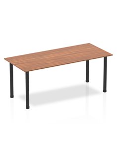 Dynamic Impulse 1800mm Straight Writing Desk Table Walnut Top Black Post Leg BF00384