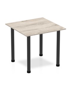Dynamic Impulse 800mm Square Writing Desk Table Grey Oak Top Black Post Leg BF00397