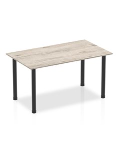 Dynamic Impulse 1400mm Straight Writing Desk Table Grey Oak Top Black Post Leg BF00399