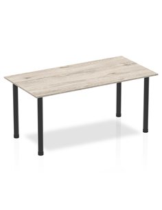 Dynamic Impulse 1600mm Straight Writing Desk Table Grey Oak Top Black Post Leg BF00400