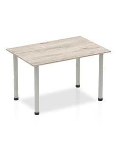 Dynamic Impulse 1200mm Straight Writing Desk Table Grey Oak Top Silver Post Leg I003251
