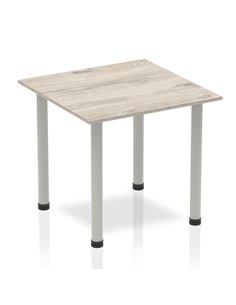 Dynamic Impulse 800mm Square Writing Desk Table Grey Oak Top Silver Post Leg I003255