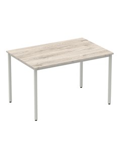 Dynamic Impulse 1200mm Straight Writing Desk Table Grey Oak Top Silver Box Frame Leg I003260