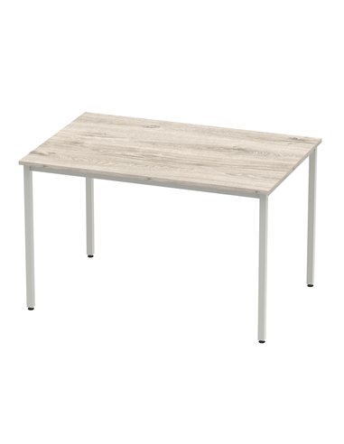 Dynamic Impulse 1200mm Straight Writing Desk Table Grey Oak Top Silver Box Frame Leg I003260