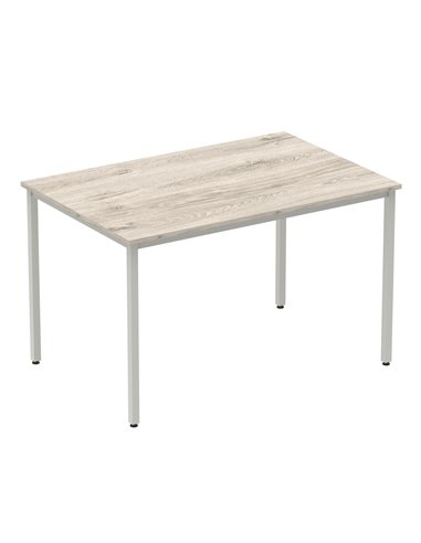 Dynamic Impulse 1200mm Straight Writing Desk Table Grey Oak Top Silver Box Frame Leg I003260