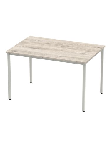 Dynamic Impulse 1200mm Straight Writing Desk Table Grey Oak Top Silver Box Frame Leg I003260