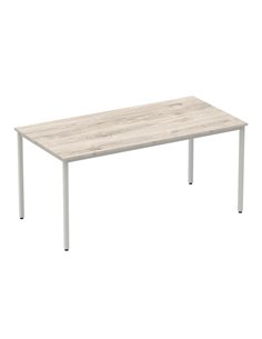 Dynamic Impulse 1600mm Straight Writing Desk Table Grey Oak Top Silver Box Frame Leg I003261