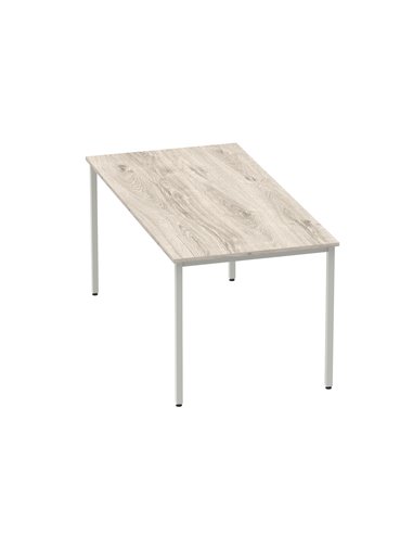 Dynamic Impulse 1600mm Straight Writing Desk Table Grey Oak Top Silver Box Frame Leg I003261