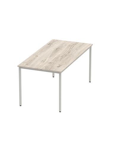 Dynamic Impulse 1600mm Straight Writing Desk Table Grey Oak Top Silver Box Frame Leg I003261