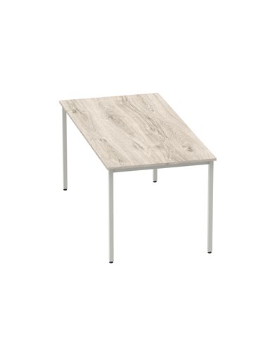 Dynamic Impulse 1600mm Straight Writing Desk Table Grey Oak Top Silver Box Frame Leg I003261