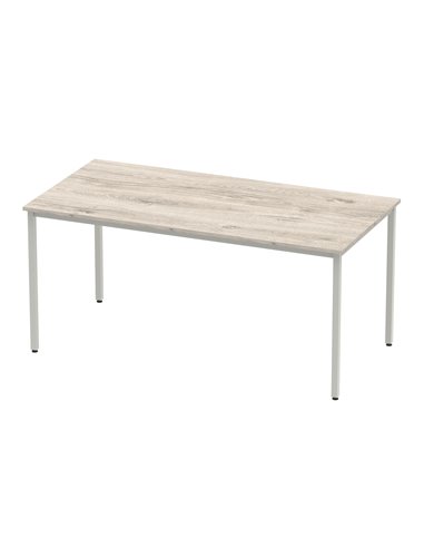 Dynamic Impulse 1600mm Straight Writing Desk Table Grey Oak Top Silver Box Frame Leg I003261