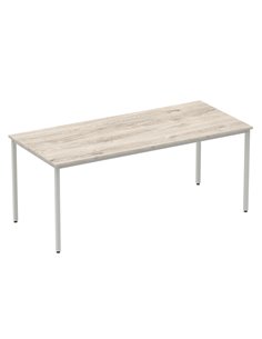Dynamic Impulse 1800mm Straight Writing Desk Table Grey Oak Top Silver Box Frame Leg I003262