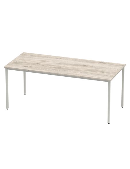 Dynamic Impulse 1800mm Straight Writing Desk Table Grey Oak Top Silver Box Frame Leg I003262 - pic 72859 | FastDaddyshop