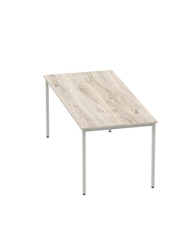 Dynamic Impulse 1800mm Straight Writing Desk Table Grey Oak Top Silver Box Frame Leg I003262
