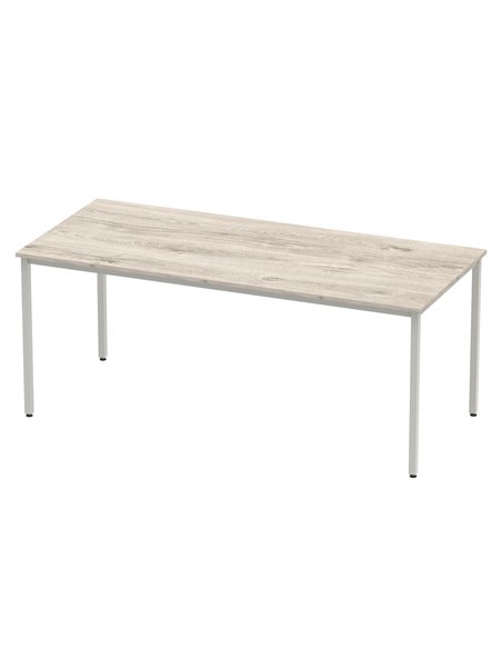 Dynamic Impulse 1800mm Straight Writing Desk Table Grey Oak Top Silver Box Frame Leg I003262 - pic 72863 | FastDaddyshop