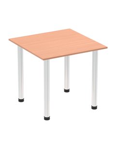 Dynamic Impulse 800mm Square Writing Desk Table Beech Top Chrome Post Leg I003578
