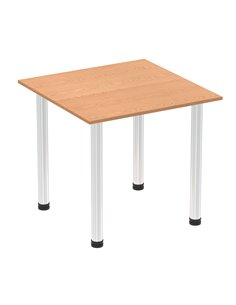 Dynamic Impulse 800mm Square Writing Desk Table Oak Top Chrome Post Leg I003580