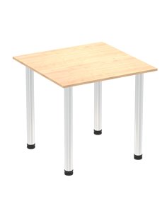 Dynamic Impulse 800mm Square Writing Desk Table Maple Top Chrome Post Leg I003582
