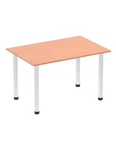 Dynamic Impulse 1200mm Straight Writing Desk Table Beech Top Chrome Post Leg I003583