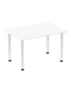 Dynamic Impulse 1200mm Straight Writing Desk Table White Top Chrome Post Leg I003584