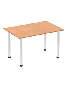 Dynamic Impulse 1200mm Straight Writing Desk Table Oak Top Chrome Post Leg I003585