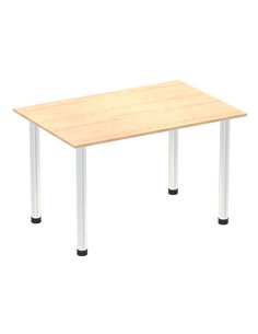 Dynamic Impulse 1200mm Straight Writing Desk Table Maple Top Chrome Post Leg I003587
