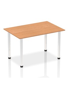 Dynamic Impulse 1400mm Straight Writing Desk Table Oak Top Chrome Post Leg I003589