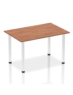 Dynamic Impulse 1400mm Straight Writing Desk Table Walnut Top Chrome Post Leg I003590