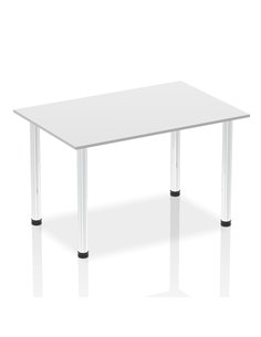 Dynamic Impulse 1400mm Straight Writing Desk Table White Top Chrome Post Leg I003592
