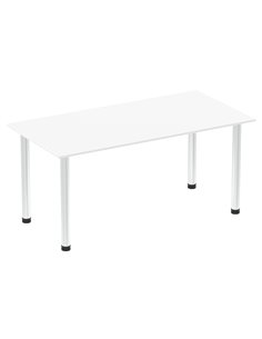 Dynamic Impulse 1600mm Straight Writing Desk Table White Top Chrome Post Leg I003594