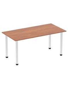Dynamic Impulse 1600mm Straight Writing Desk Table Walnut Top Chrome Post Leg I003596