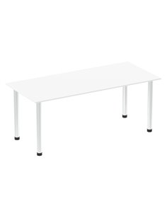 Dynamic Impulse 1800mm Straight Writing Desk Table White Top Chrome Post Leg I003599