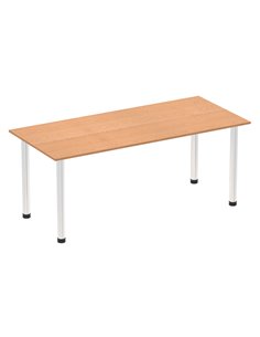 Dynamic Impulse 1800mm Straight Writing Desk Table Oak Top Chrome Post Leg I003600