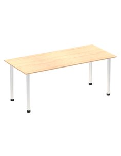 Dynamic Impulse 1800mm Straight Writing Desk Table Maple Top Chrome Post Leg I003602