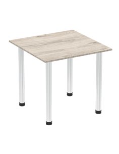 Dynamic Impulse 800mm Square Writing Desk Table Grey Oak Top Chrome Post Leg I003614