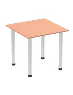 Dynamic Impulse 800mm Square Writing Desk Table Beech Top Brushed Aluminium Post Leg I003626