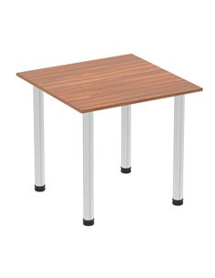 Dynamic Impulse 800mm Square Writing Desk Table Walnut Top Brushed Aluminium Post Leg I003629