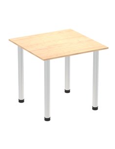 Dynamic Impulse 800mm Square Writing Desk Table Maple Top Brushed Aluminium Post Leg I003630