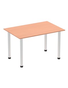Dynamic Impulse 1200mm Straight Writing Desk Table Beech Top Brushed Aluminium Post Leg I003631