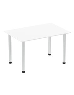 Dynamic Impulse 1200mm Straight Writing Desk Table White Top Brushed Aluminium Post Leg I003632