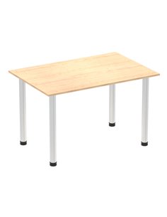 Dynamic Impulse 1200mm Straight Writing Desk Table Maple Top Brushed Aluminium Post Leg I003635