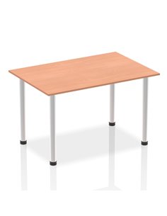 Dynamic Impulse 1400mm Straight Writing Desk Table Beech Top Brushed Aluminium Post Leg I003636