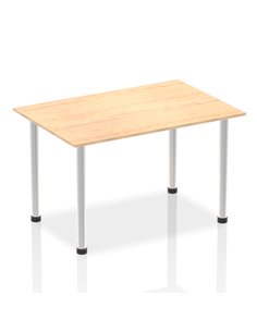 Dynamic Impulse 1400mm Straight Writing Desk Table Maple Top Brushed Aluminium Post Leg I003639