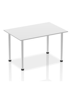 Dynamic Impulse 1400mm Straight Writing Desk Table White Top Brushed Aluminium Post Leg I003640