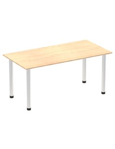 Dynamic Impulse 1600mm Straight Writing Desk Table Maple Top Brushed Aluminium Post Leg I003645