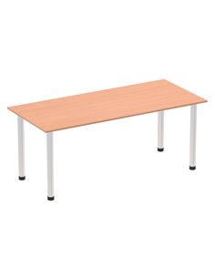 Dynamic Impulse 1800mm Straight Writing Desk Table Beech Top Brushed Aluminium Post Leg I003646