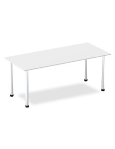 Dynamic Impulse 1800mm Straight Writing Desk Table White Top Brushed Aluminium Post Leg I003647
