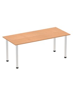 Dynamic Impulse 1800mm Straight Writing Desk Table Oak Top Brushed Aluminium Post Leg I003648